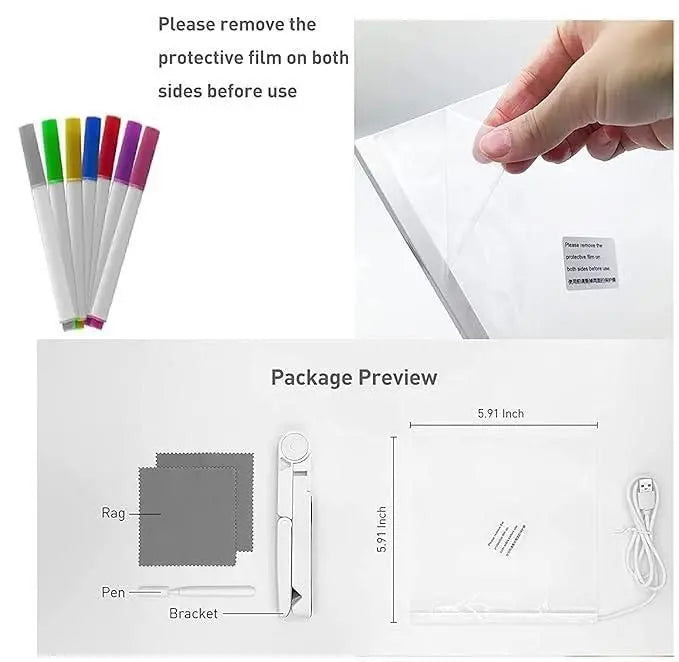 3D LED Light Glass Acrylic Writing pad 2e007i-my