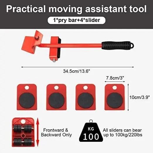 Furniture Lifter -Furniture Lifter Mover Tool Set Heavy Duty Furniture Shifting Lifting Moving Tool with Wheel Pads 2e007i-my
